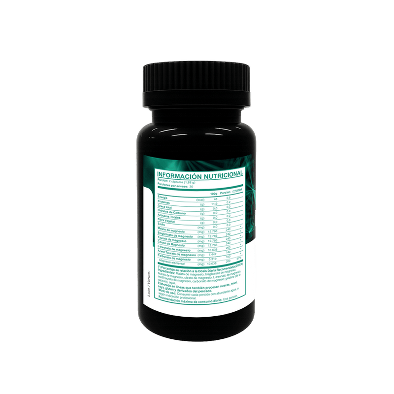 Hepta Magnesio (L-Treonato, Bisglicinato, Taurato, Malato, Citrato, Carbonato, Acetil Taurato) 60 Cápsulas - FNL