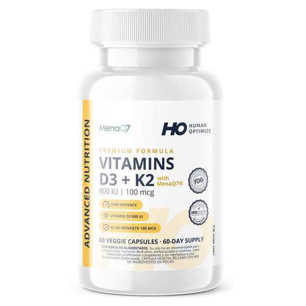 Vitamina D3 + K2 MenaQ7 de Human Optimize, frente