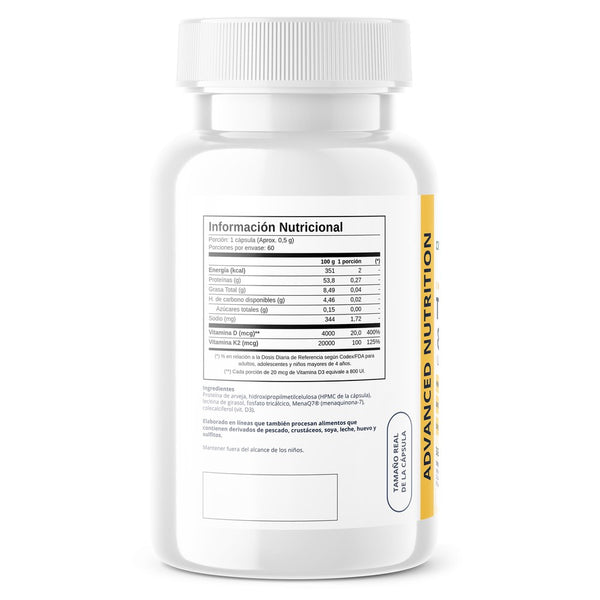Vitamina D3 + K2 MenaQ7 de Human Optimize, reverso