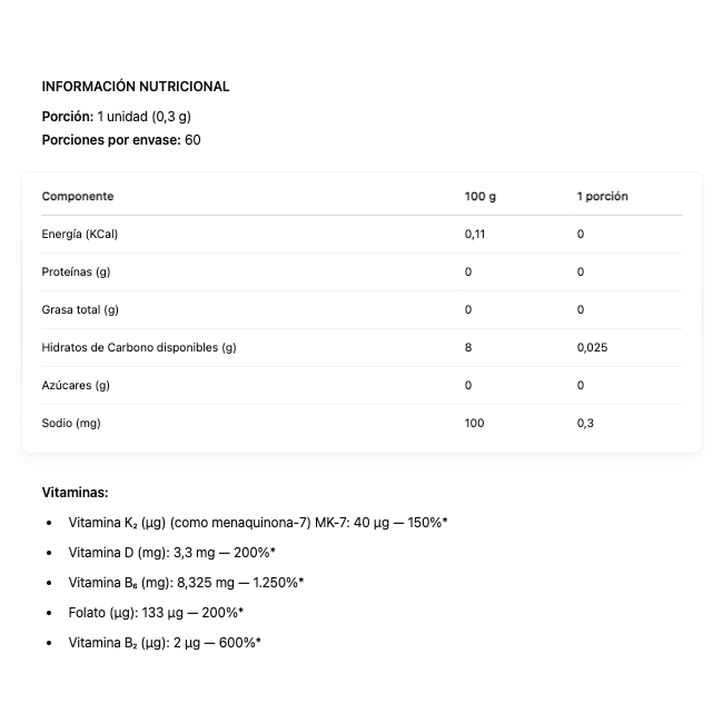Vitamina K2 Menaquinona MK-7 60 Comprimidos - HB Innovative