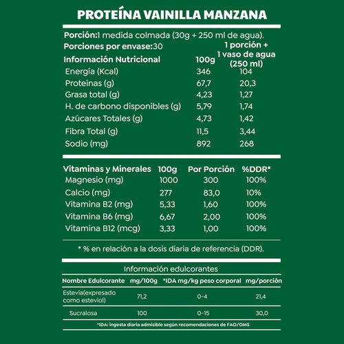Proteína Vegetal Lean Active Sabor Vainilla y Manzana 900gr  - Cáscara Foods