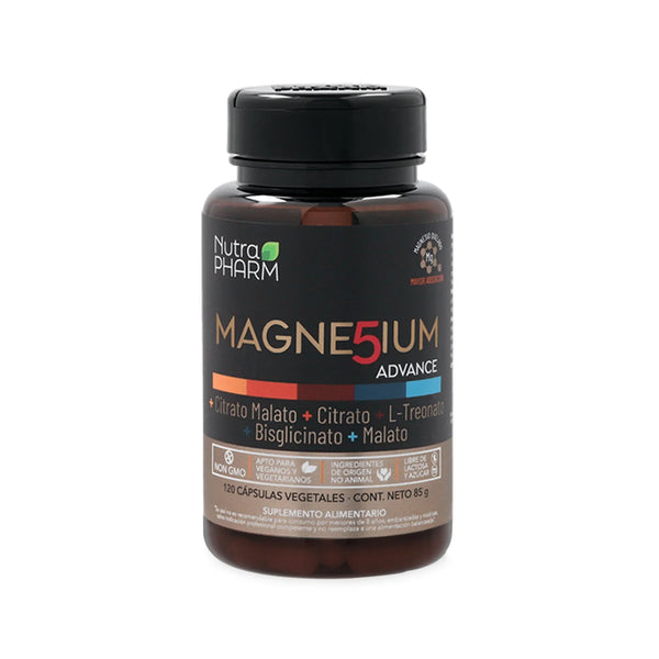 Magnesium Advance 5 Magnesios (Citrato Malato, Citrato, L-Treonato, Bisglicinato, Malato) 120 Cápsulas Vegetales - Nutrapharm