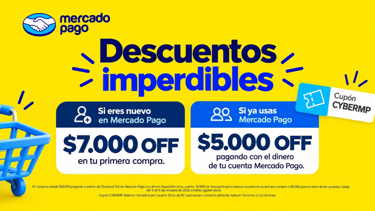 Mercado Pago: $7.000 OFF si eres nuevo y $5.000 OFF si ya usas Mercado Pago, cupón CYBERMP