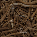 Raíces de ashwagandha con los usos que describe el fabricante de la Ashwagandha Plant Based
