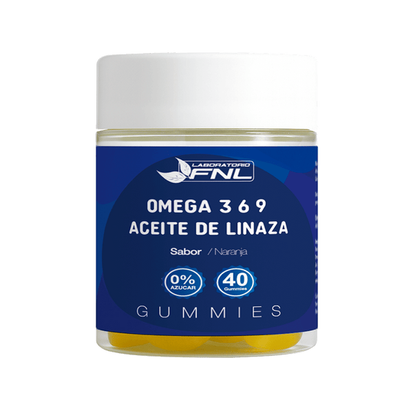 Omega 3-6-9 (Aceite de Linaza) Gomitas Sabor Naranja Sin Azúcar 40 Gomitas - FNL