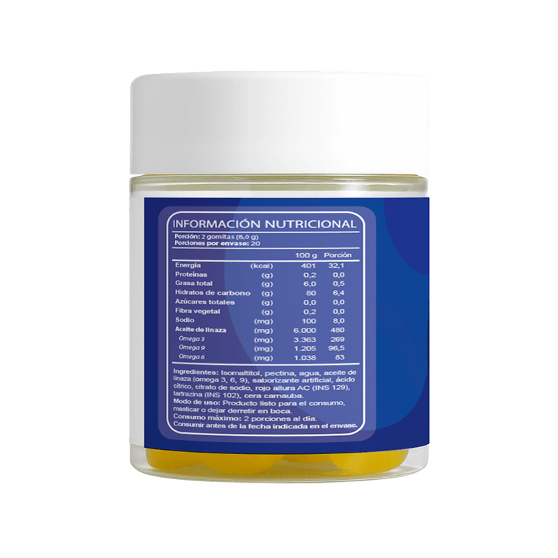 Omega 3-6-9 (Aceite de Linaza) Gomitas Sabor Naranja Sin Azúcar 40 Gomitas - FNL