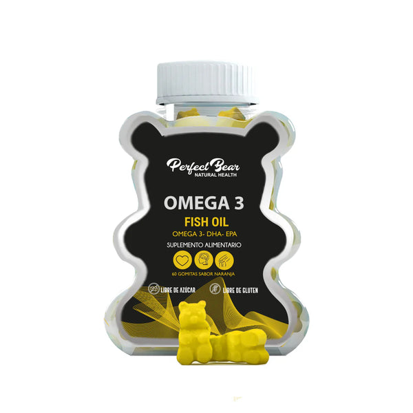 Omega 3 Fish Oil Gomitas Sabor Naranja Sin Azúcar 60 Gomitas - Perfect Bear