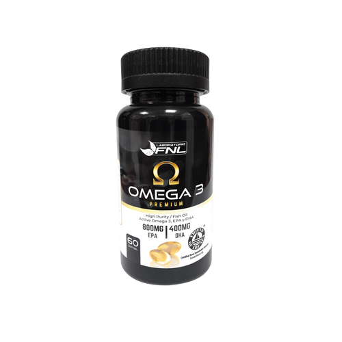 Omega 3 Premium de FNL, 60 softgels de alta pureza con 800 EPA y 400 DHA, rinde 30 días