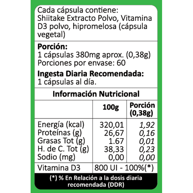 Shiitake + Vitamina D3 60 Veg Caps - Avanti