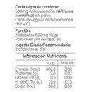 Tabla de la Ashwagandha: 500 mg de Withania somnifera por cápsula, porción de 2 y 30 porciones