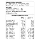 Tabla del Coconut-Oil: 1 cápsula de 720 mg, 90 porciones y 201 mg de ácido láurico