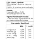 Tabla del Vinagre de Sidra de Manzana: 380 mg por cápsula, porción de 3 y 30 porciones