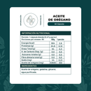 Tabla del Aceite de Orégano: porción de 1 cápsula blanda, 60 porciones y 300 mg de aceite de orégano