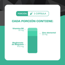 Cada porción del ZMA: 470 mg de bisglicinato de magnesio, 15 mg de zinc y 10 mg de vitamina B6