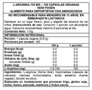 Tabla de la L-Arginina 700 mg: 1 cápsula vegana de 0,61 g, 180 porciones y 700 mg de L-arginina