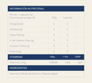Tabla de información nutricional de la Vitamina C 1000mg 60 cápsulas de Karün Life