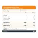 Tabla del Citrato de Magnesio y Potasio: porción de 2 cápsulas, 45 porciones, 1.600 mg y 400 mg