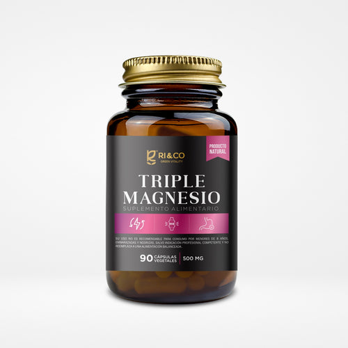 Triple Magnesio de RI&CO con malato, bisglicinato y taurato, 500 mg y 90 cápsulas, 45 días