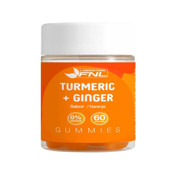 Cúrcuma + Jengibre Gomitas Sabor Naranja Sin Azúcar 60 Gomitas - FNL