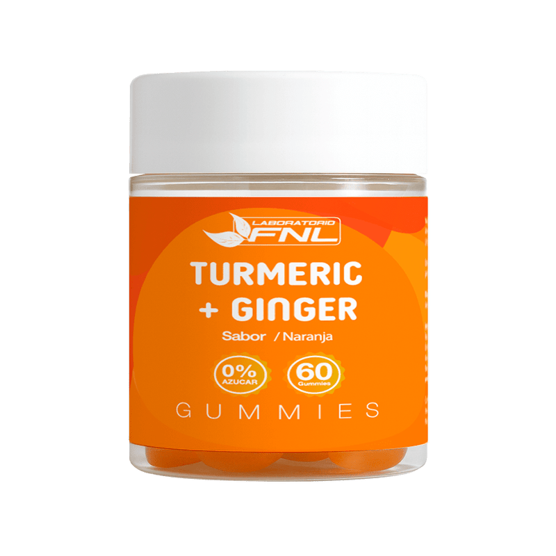 Cúrcuma + Jengibre Gomitas Sabor Naranja Sin Azúcar 60 Gomitas - FNL