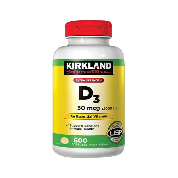 Vitamina D3 Extra Strength 2000 UI 50 mcg 600 Softgels- Kirkland