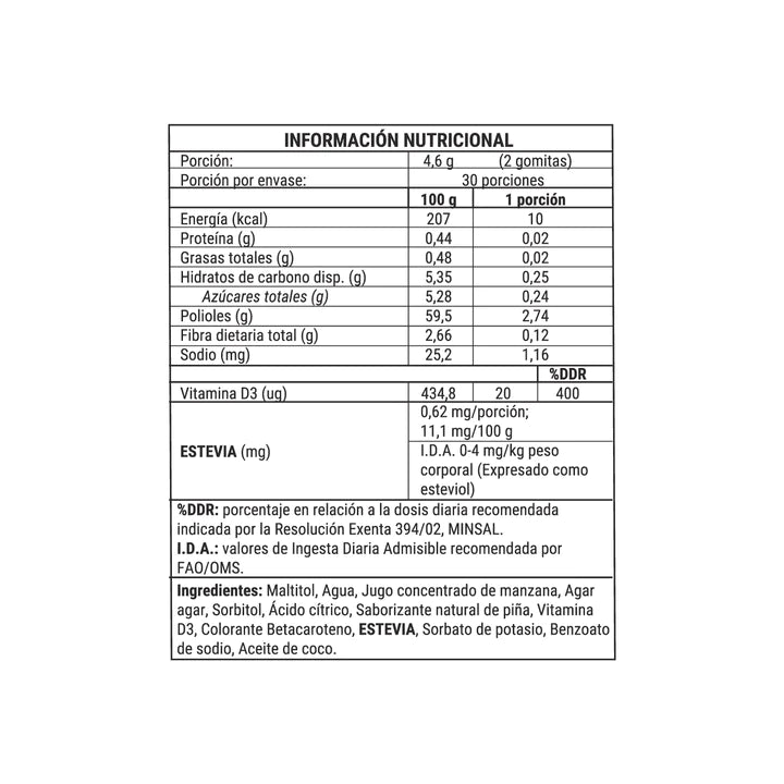 Vitamina D3 Sabor Piña 60 Gomitas  - NewPharma