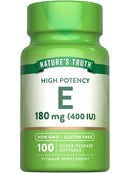Vitamina E High Potency 400UI 180mg 100 Cápsulas Blandas - Nature's Truth