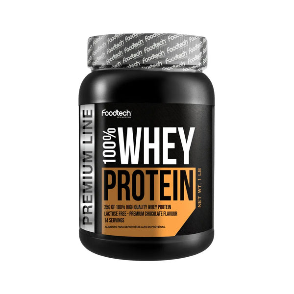 100% Whey Protein Premium Line Chocolate Flavor (14 Porciones) 1lb - Foodtech