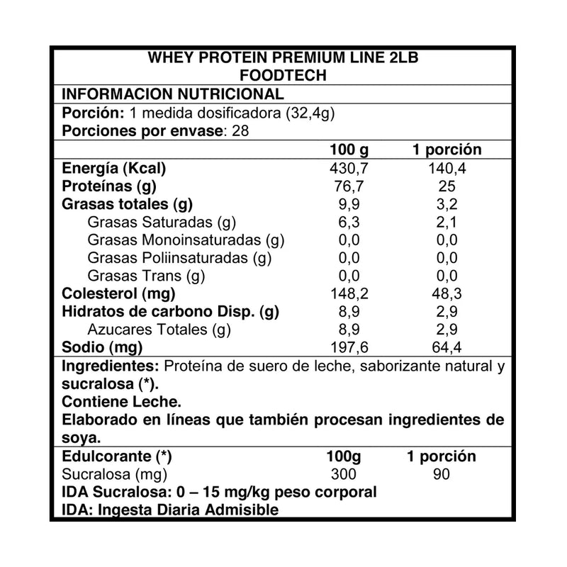 Protein Foodtech Whey Protein Premium Line Chocolate Flavor 2lb - Foodtech