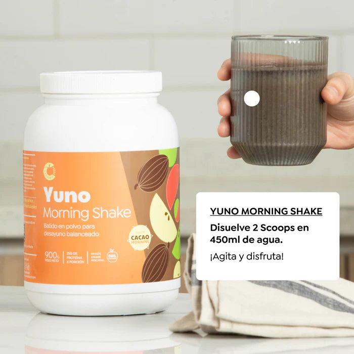 Yuno Morning Shake (Batido para Desayuno) Sabor Cacao 900gr  - Cáscara Foods