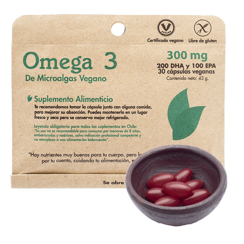 Omega 3 de Microalgas 300mg (200 DHA / 100 EPA) 30 Caps - Dulzura Natural